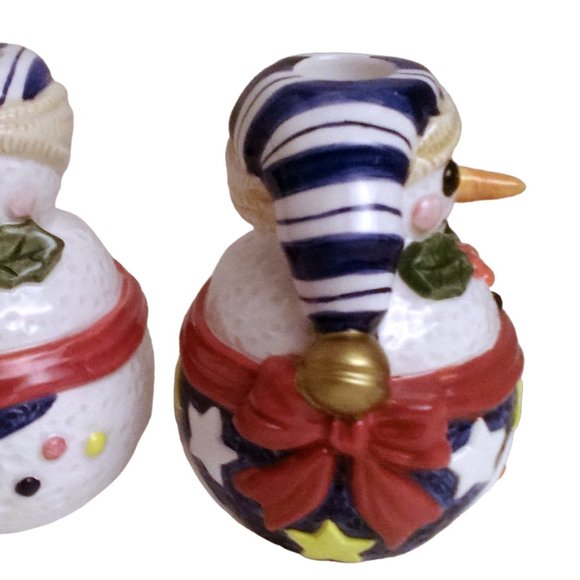 Vintage. Snowman Candlestick Holders Epoch Collection by Noritake, Taper Candle - Picture 2 of 13
